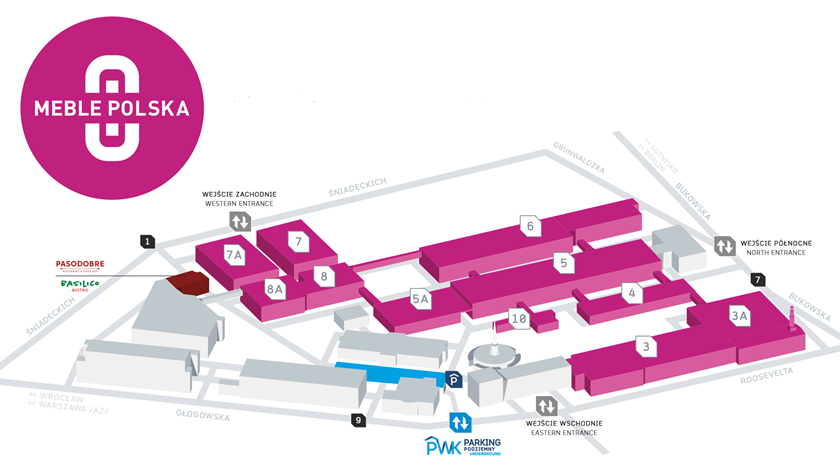 Mapa ekspozycji targowej - 11 pawilonów